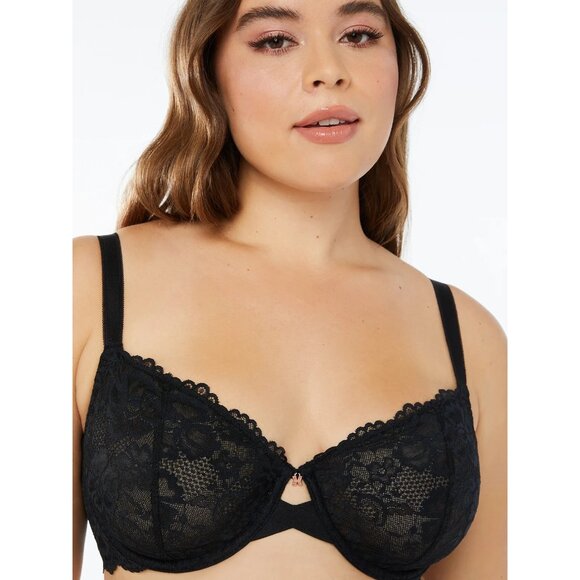 SAVAGE X FENTY Floral Lace Unlined Bra in Black Size 40D - Picture 4 of 9